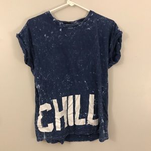 blue "chill" acid washed graphic tee